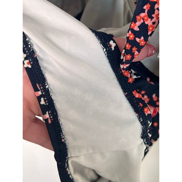 Michael Michael Kors Scattered Blooms One-Piece Swimsuit with Tie Front Navy 12 - Picture 8 of 11